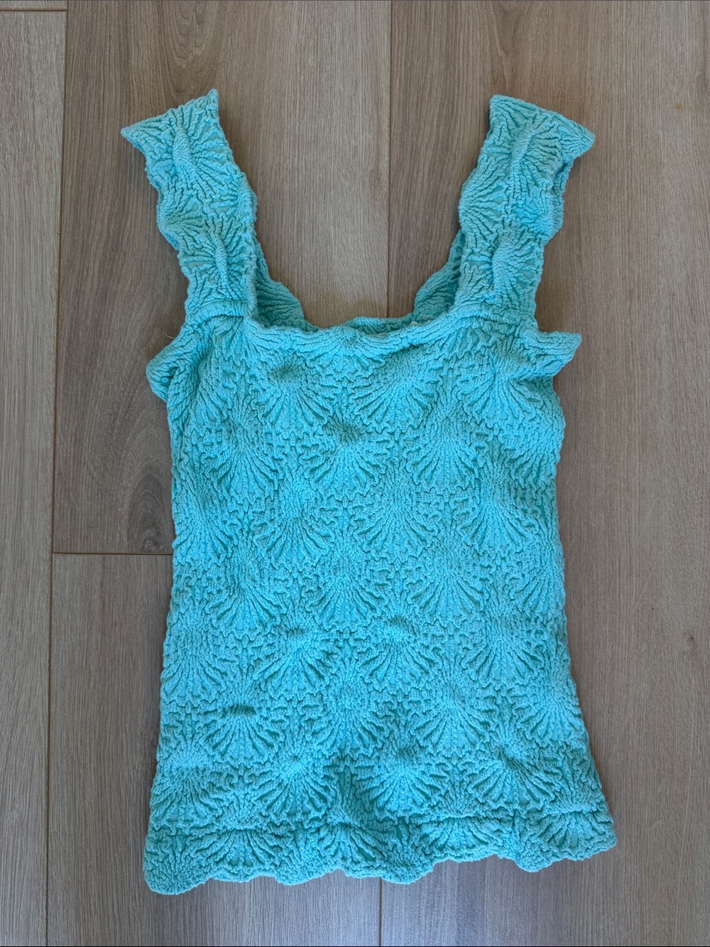 Women's Aqua Textured Tank Top - Sleeveless Knit Shell